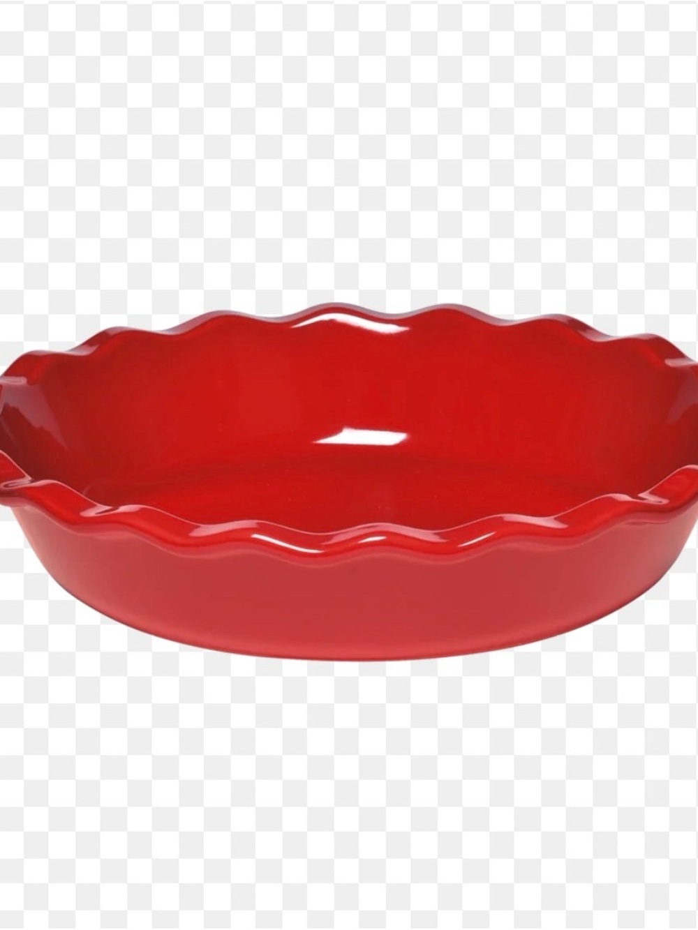 Red Ceramic Fluted Pie Dish - Home Kitchen